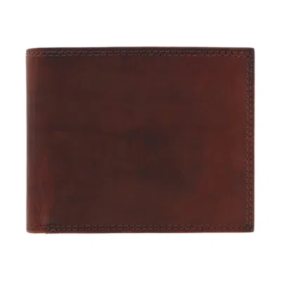 Ctm Men's Pull Up Leather Bifold Wallet With Coin Pocket In Brown