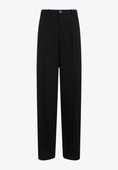 Balenciaga Black Wool Pants In Black