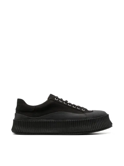 Jil Sander Leather Low-top Sneakers In Black
