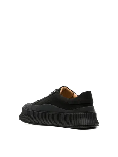 Jil Sander Leather Low-top Sneakers In Black