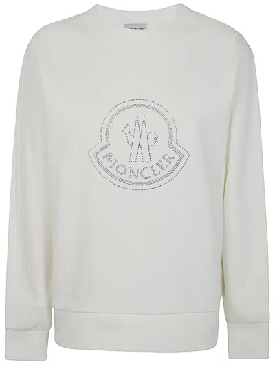 Moncler Logo Cotton-blend Jersey Sweatshirt In White