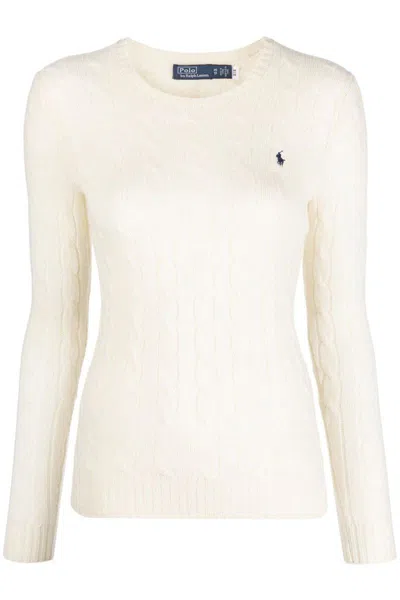 Polo Ralph Lauren Womens Cream Julianna Brand-embroidered Regular-fit Cotton-knit Jumper In Blue