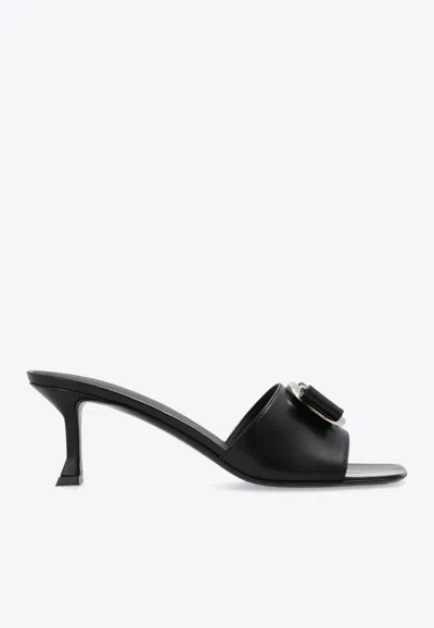 Ferragamo Zelie 55 Vara Plate Leather Sandals In Black