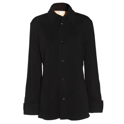 Bottega Veneta Black Shirt With Notebook Cuffs In Viscose Woman In Black