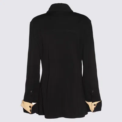 Bottega Veneta Black Shirt With Notebook Cuffs In Viscose Woman In Black