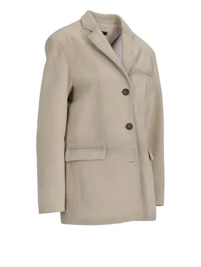 La Rose Cappotto Camoscio Avorio In Beige