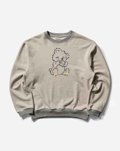 Kapital Men S Swt Knit Crewneck Sweatshirt (peckish Little Bear) Ecru / Grey In Multicolor
