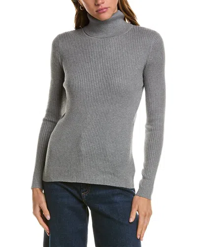 Hannah Rose Turtleneck Cashmere-blend Sweater In Grey