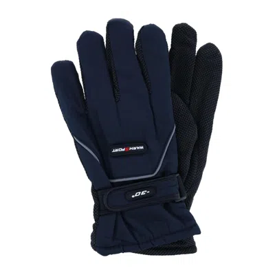 Ctm Men's One Size Microfiber Winter Ski Gloves With Wrist Strap In Blue