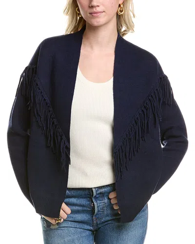 Meir Fringe Wool & Cashmere-blend Cardigan In Blue