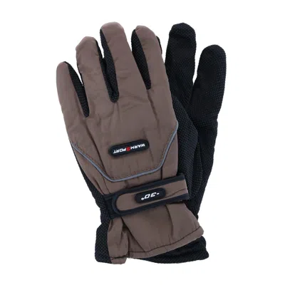 Ctm Men's One Size Microfiber Winter Ski Gloves With Wrist Strap In Multi