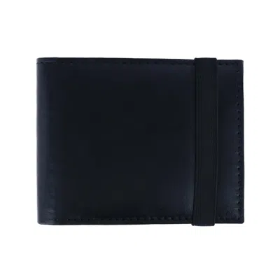 Ctm Men's Bifold Wallet With Elastic Keeper Strap In Black