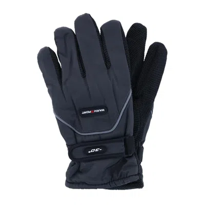Ctm Men's One Size Microfiber Winter Ski Gloves With Wrist Strap In Grey