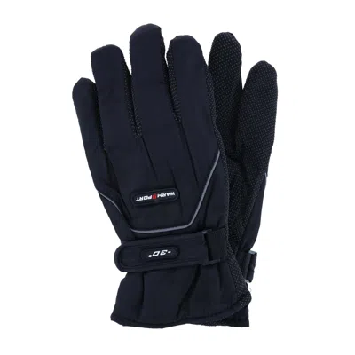 Ctm Men's One Size Microfiber Winter Ski Gloves With Wrist Strap In Black