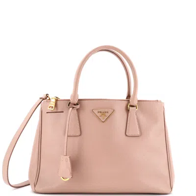 Prada Double Zip Lux Tote Saffiano Leather Small In Beige