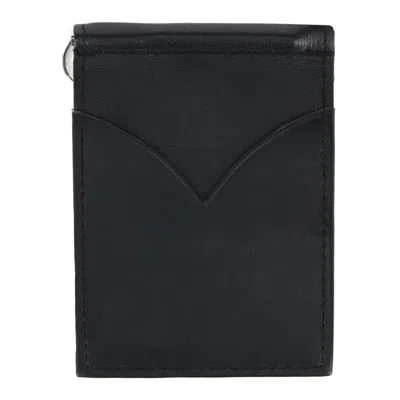 Ctm Men's Lambskin Leather Money Clip And Wallet In Black