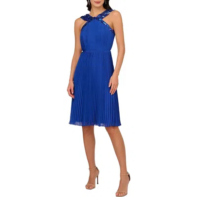 ADRIANNA PAPELL WOMENS KNEE-LENGTH EMBELLSIHED HALTER DRESS 