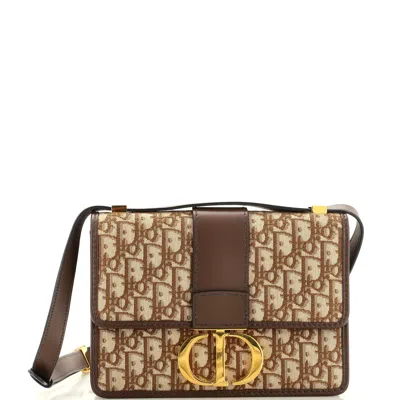 Dior 30 Montaigne Flap Bag Oblique Canvas In Brown
