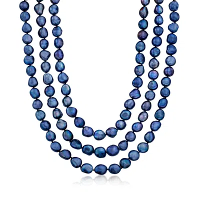 Ross-simons 10-11mm Black Cultured Baroque Pearl Long Endless Necklace With Sterling Silver Shortener In Multi