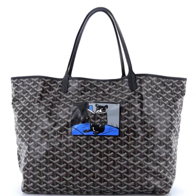Pre-owned Goyard Saint Louis Tote Printed Coated Canvas Gm In Black