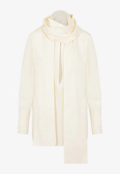 Givenchy Long-sleeved Silk Blouse In Cream