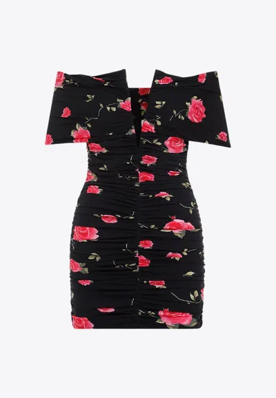 Magda Butrym Draped Floral-print Mini Dress In Multicolor