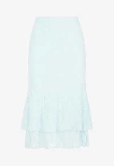 Bottega Veneta Cotton Midi Skirt For Women – Ss24 Collection In Blue