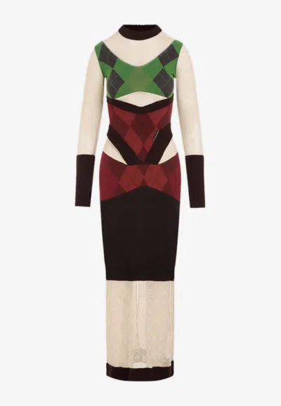 Marine Serre Regenerated Lozenge-knit Midi Dress In Multicolor