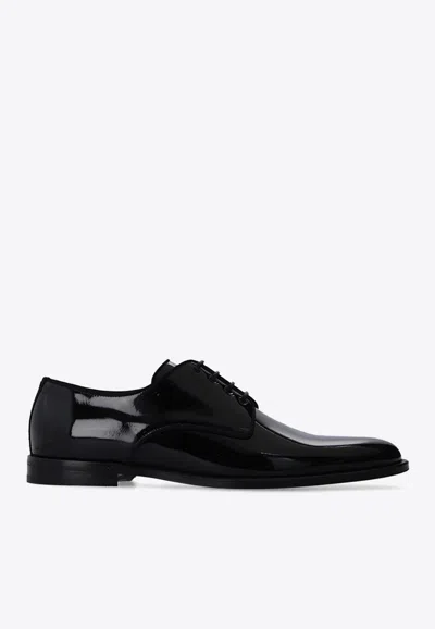 Dolce & Gabbana Derby Lace-up Shoes In Patent Leather In Black