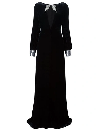 Roberto Cavalli Cadi Long Sleeve Floor Length Gown In Black