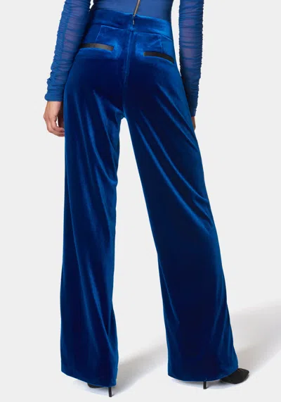 Bebe High Waist Velour Wide Leg Pant In Galactic Cobalt