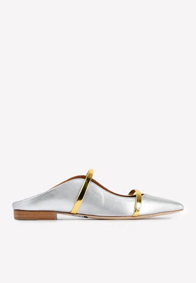 Malone Souliers Maureen Flat Mules In Metallic Leather In Silver