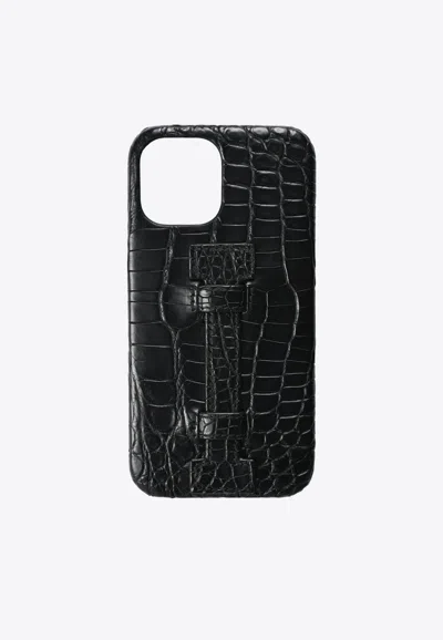2ME STYLE IPHONE 12 PRO MAX CASE WITH FINGER HANDLE IN CROC LEATHER 2MEM12BB