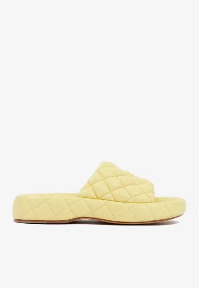 Bottega Veneta Flat Sole Padded Leather Sandals In Lemonade