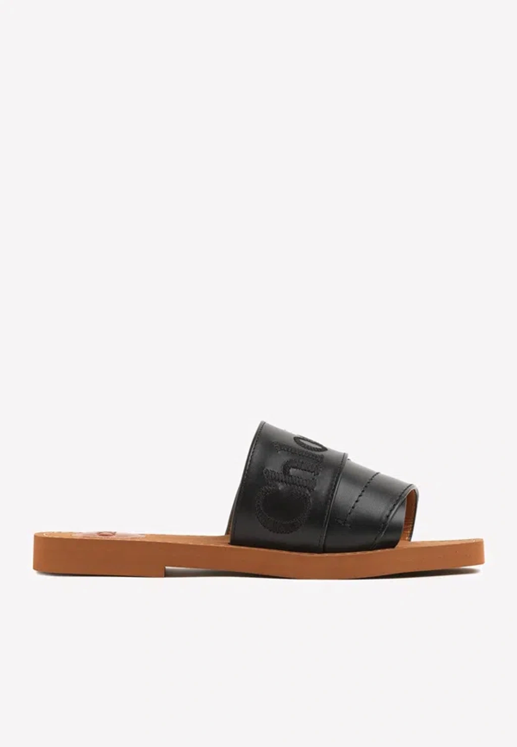 サンダル・ミュール Chloe Leather Flat Mules With Square Toe And Embroidered Chloé Leather Flat Mules With Square Toe And Embroidered