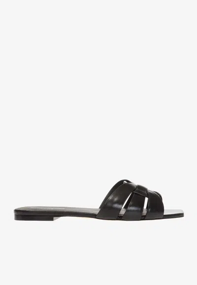 Saint Laurent Paris Women Tribute Mules In Smooth Leather In Black