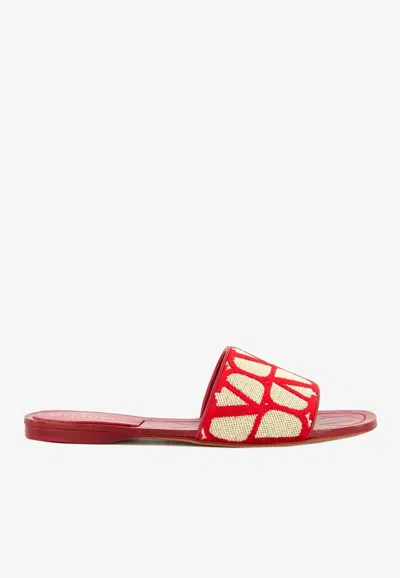 Valentino Toile Iconographe Canvas Slide In Red