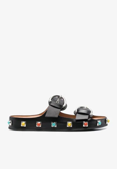 Etro Crown Me Flat Sandals In Black