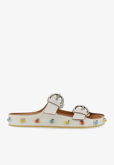 Etro Strappy Gemstone Sandals With Slip-on Style In White