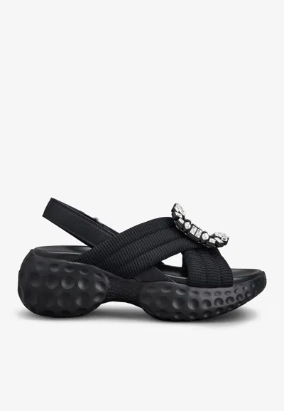 Roger Vivier 40mm Viv Run Scuba Sandals In Black