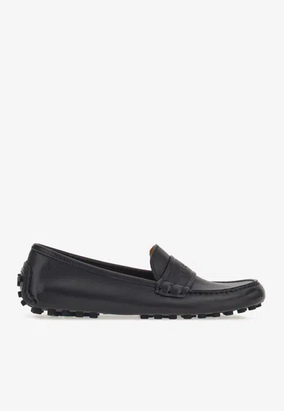 Ferragamo Iside Driver Moccasins In Calfskin In Black