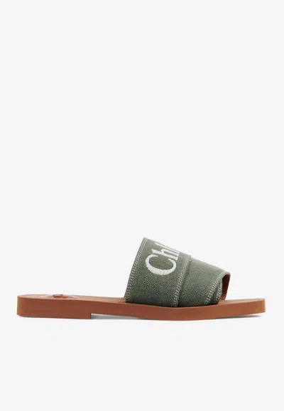 Chloé Woody Sandals In Green