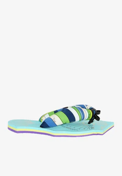Pucci Iride Print Scuba Sandals In Blue
