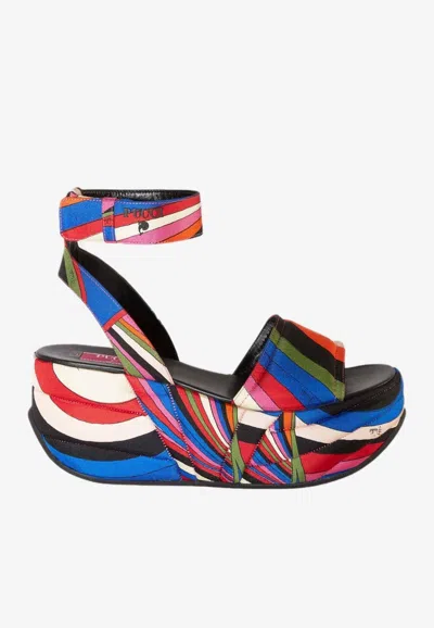 Pucci Ami Iride-print Platform Sandals In Multicolor