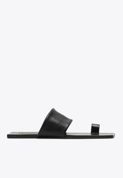 Jil Sander Square Open-toe Leather Sandals In Black