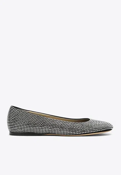 Loewe Toy Crystal-embellished Suede Ballet Flats In Black