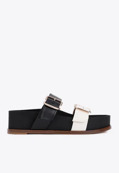 Gabriela Hearst Wren Flat Sandals Contrast Straps In Black