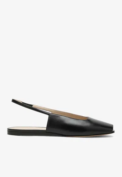 Le Monde Beryl Leather Sling Peep-toe Ballerina Flats In Black