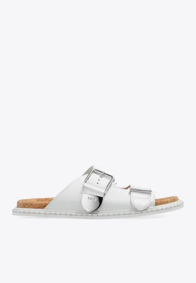 Chloé Rebecca Oversized Buckle Slides In White