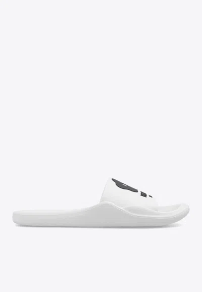 Kenzo Boke Flower Logo-embossed Slides In White